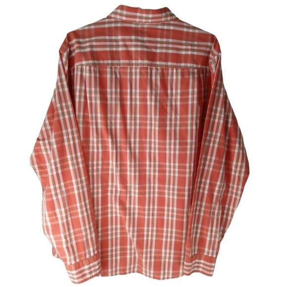 LIFE KHAKI SHIRT SLIM XL BUTTON DOWN POCKETS PLAID ORANGE LONG SLEEVE - Picture 6 of 7